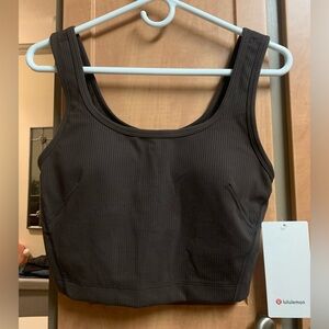 Lululemon Athletica Wunder Train Scoop Neck Tank Ribbed Sports Bra in Brown New